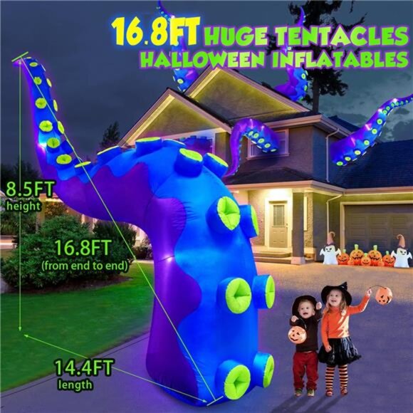 71yF+E6H7FL._AC_UF350,  1PCS 16FT Giant Halloween Inflatables Octopus Tentacles, Huge Halloween